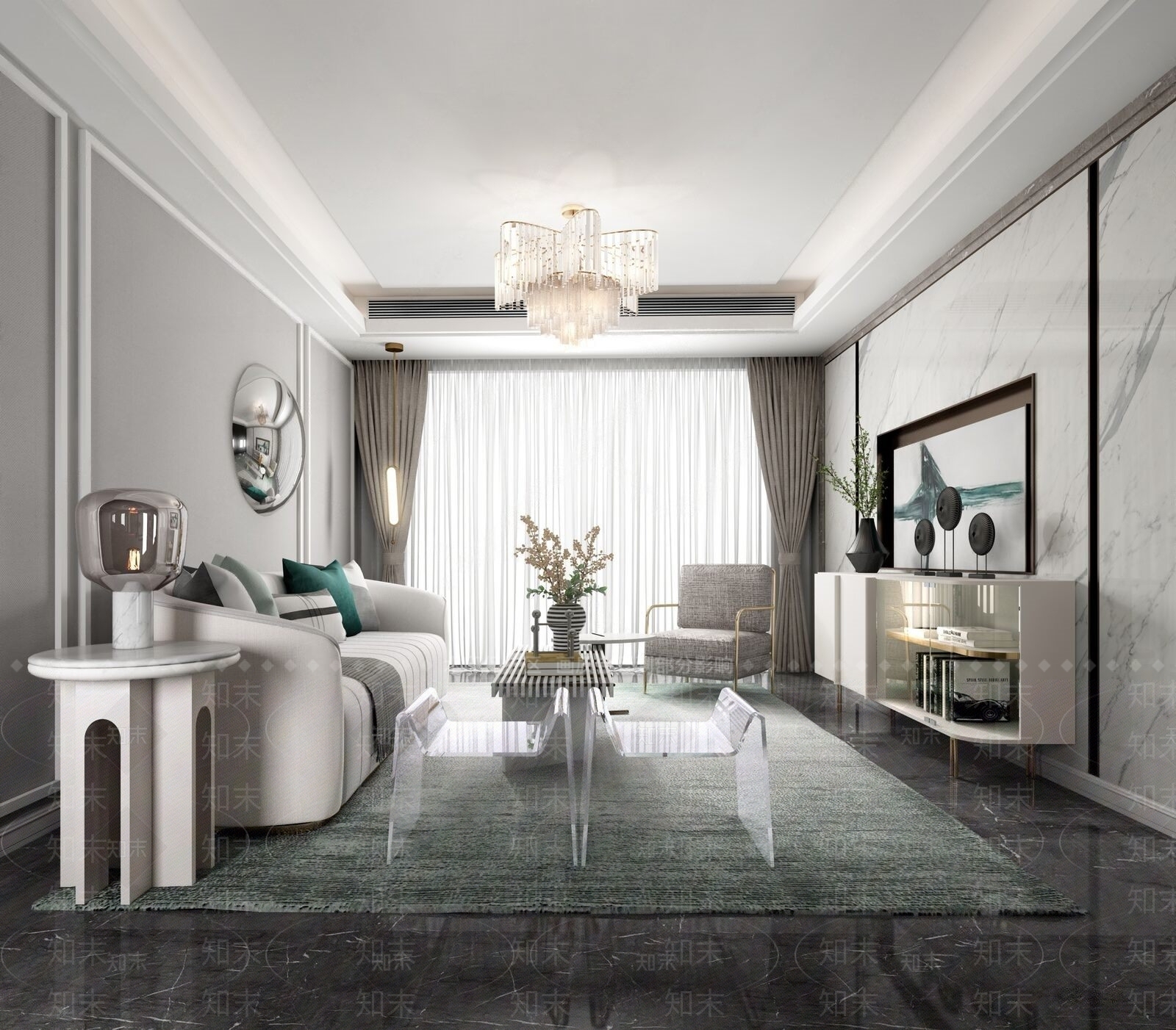 库玛设计现代轻奢客厅3D模型下载【ID:767032734】