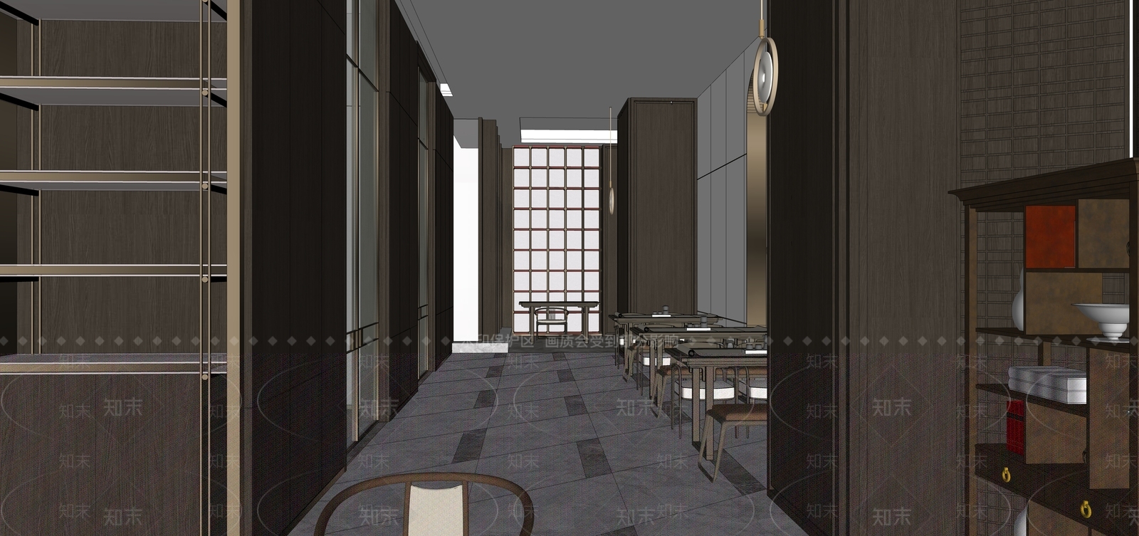 现代风格茶室SU模型下载【ID:967100371】