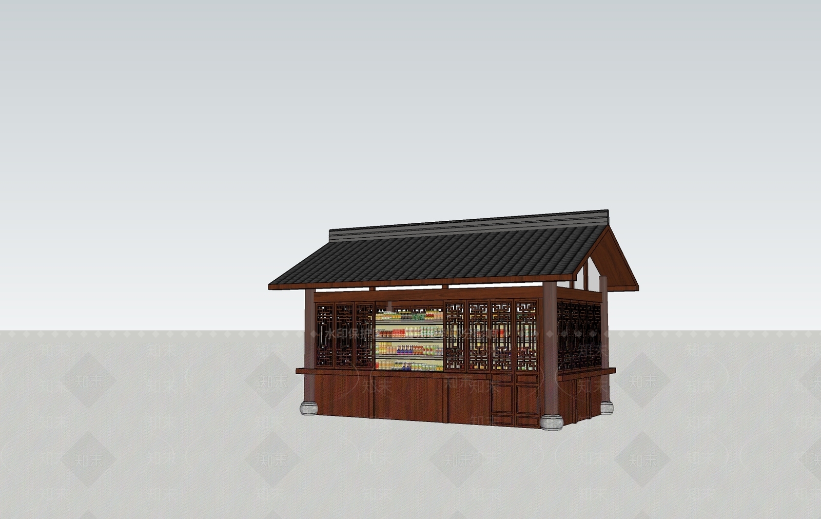 中式风格小卖部SU模型下载【ID:967111161】