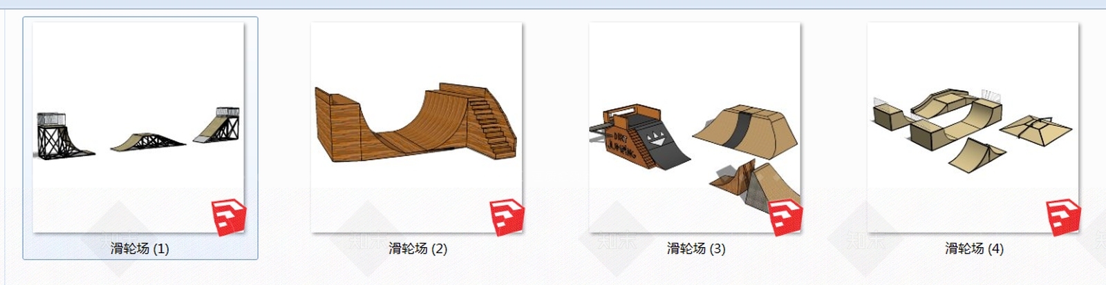 现代风格滑轮场滑板场SU模型下载【ID:567114880】