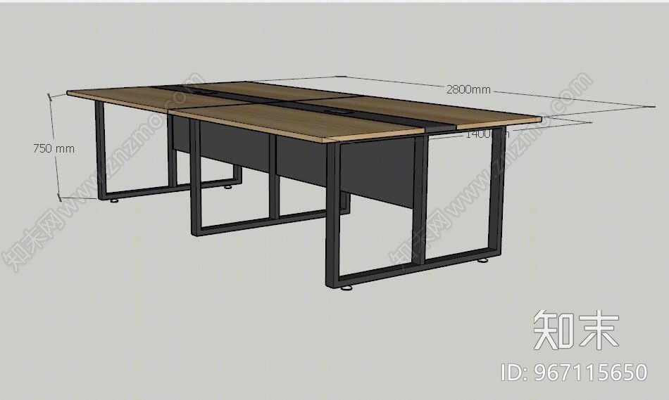 现代风格办公桌SU模型下载【ID:967115650】