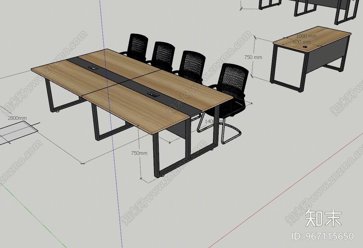 现代风格办公桌SU模型下载【ID:967115650】