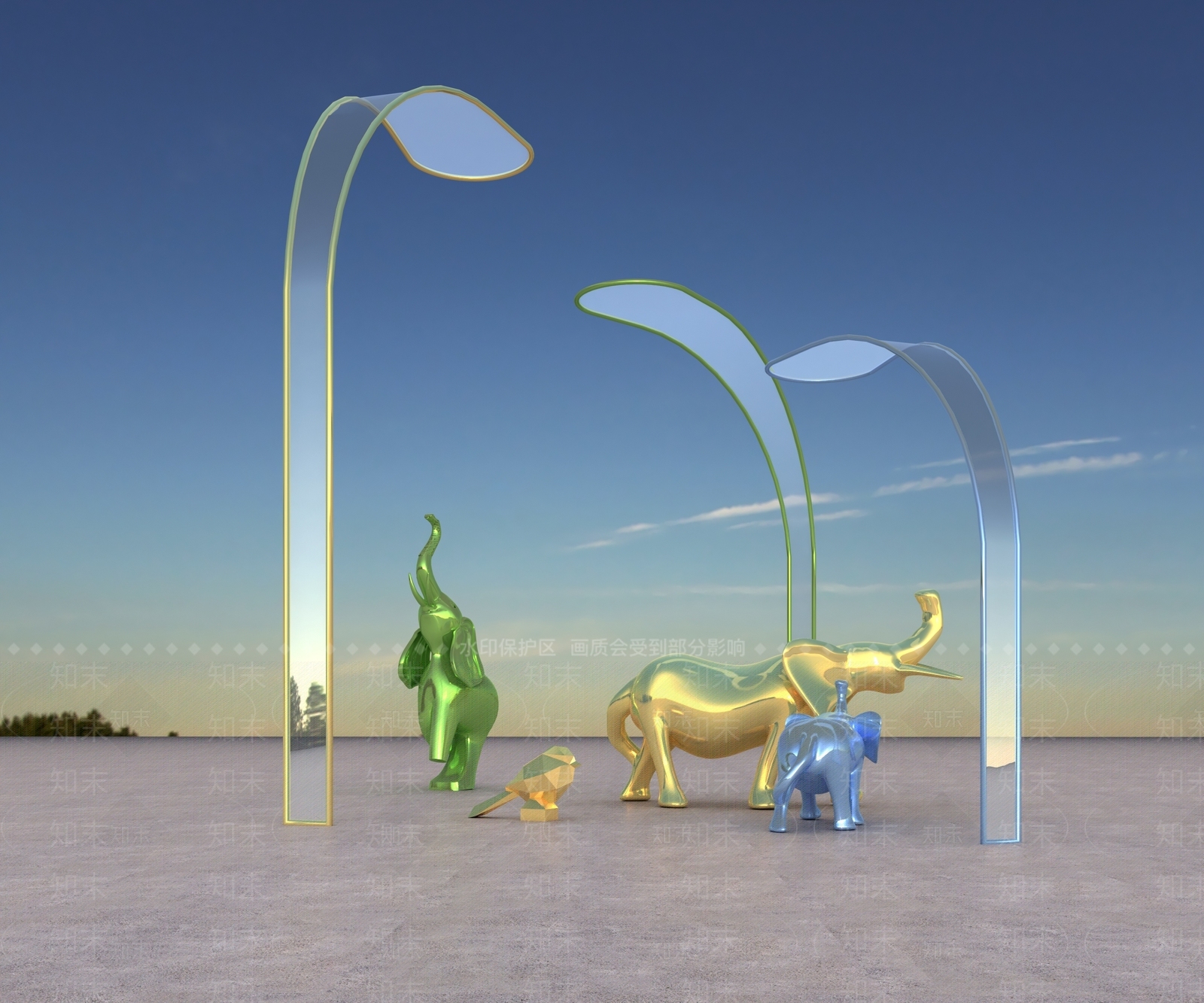 现代大象雕塑3D模型下载【ID:867163085】