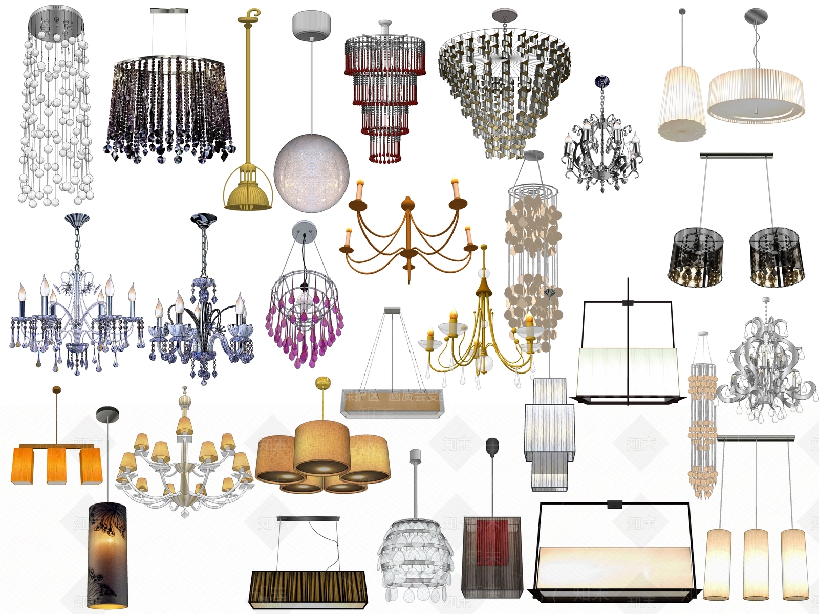 欧式风格室内吊灯SU模型下载【ID:367166809】