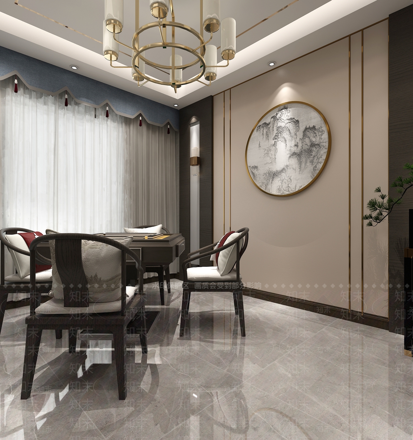 新中式麻将室3D模型下载【ID:967295091】