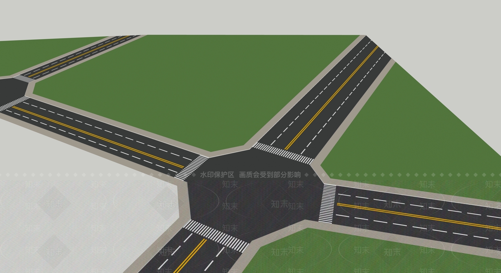 现代风格道路SU模型下载【ID:967304718】