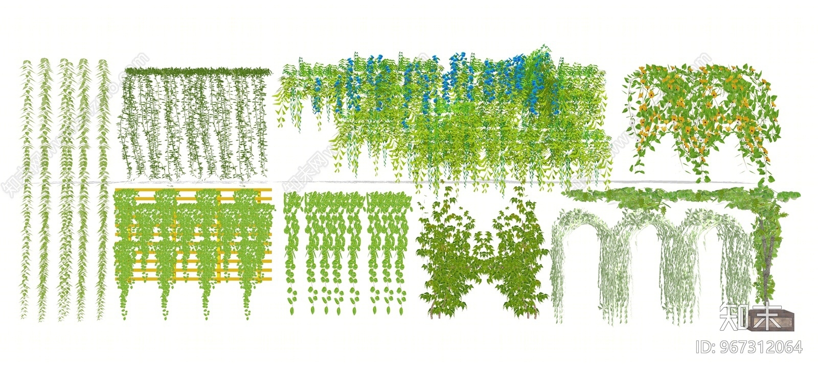 现代风格藤蔓植物攀缘植物攀爬植物SU模型下载【ID:967312064】