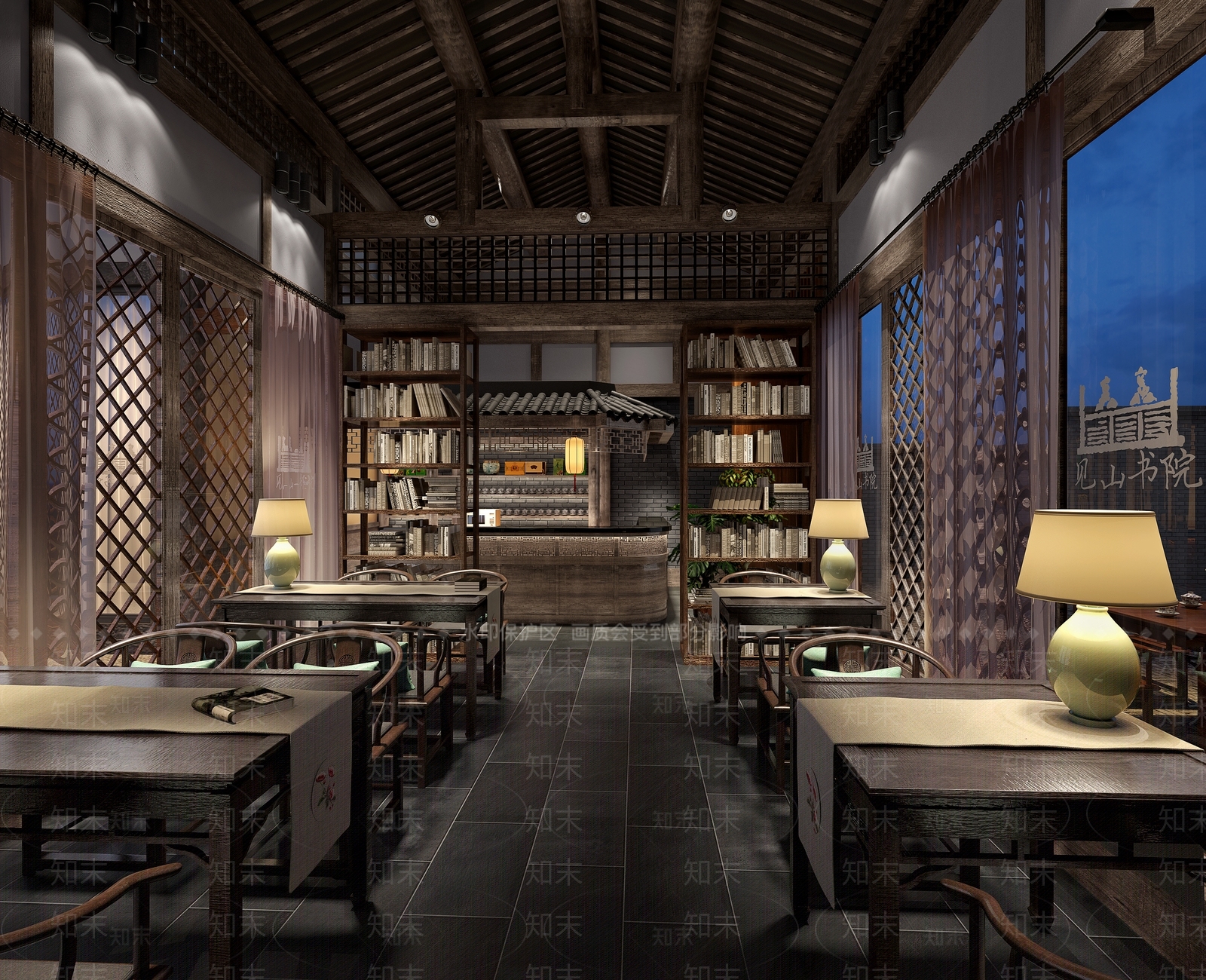中式书吧3D模型下载【ID:867324277】