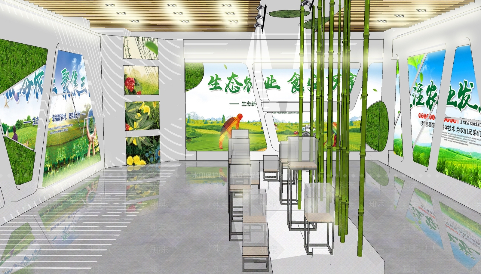 新中式风格广告展厅SU模型下载【ID:967489464】