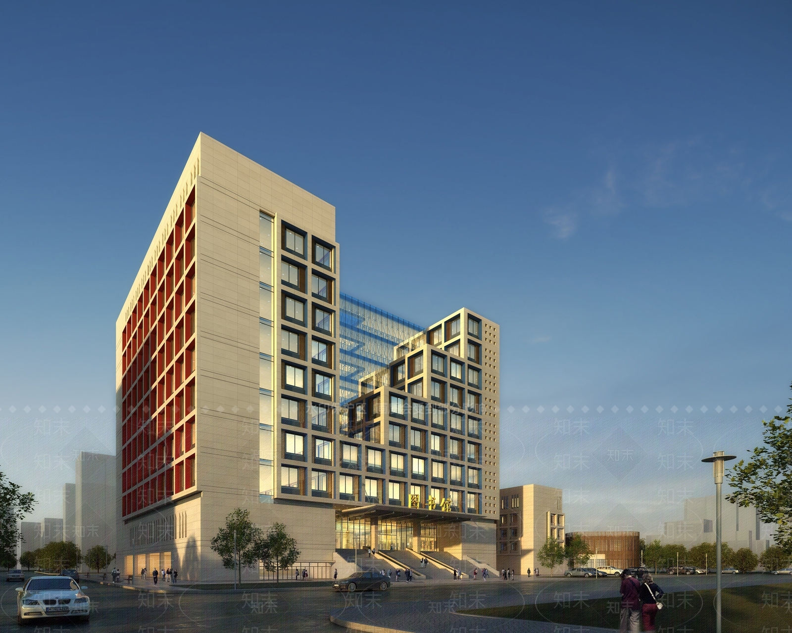 现代图书馆建筑3D模型下载【ID:867626291】