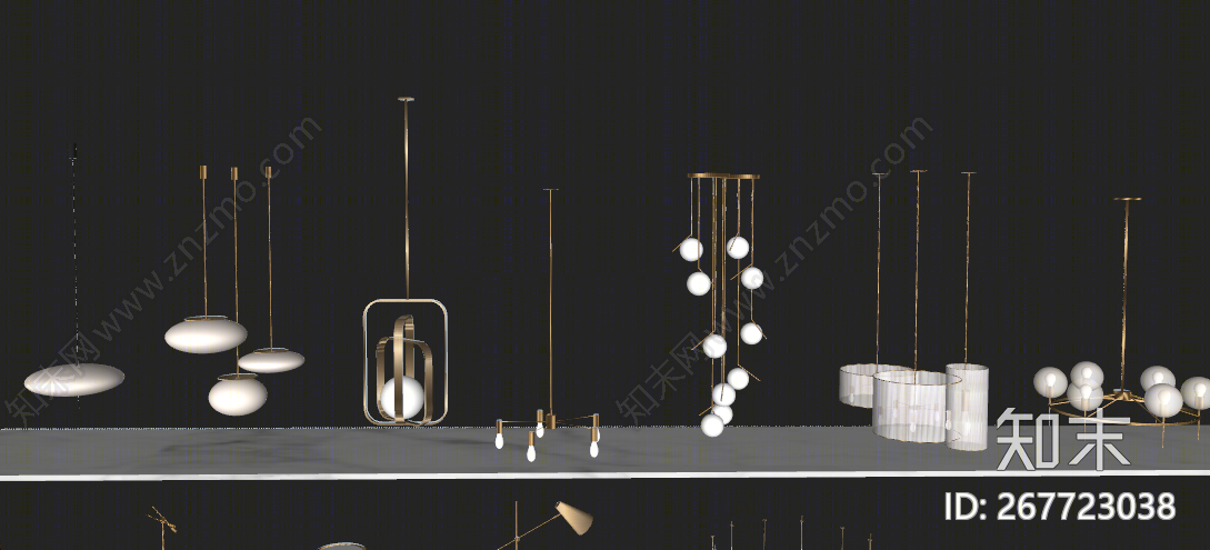 现代风格灯具组合SU模型下载【ID:267723038】