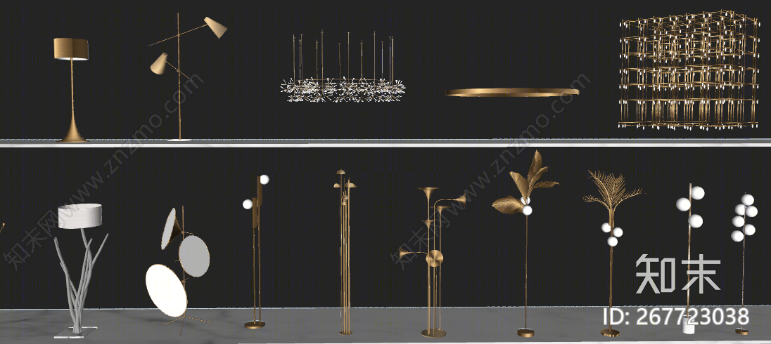 现代风格灯具组合SU模型下载【ID:267723038】