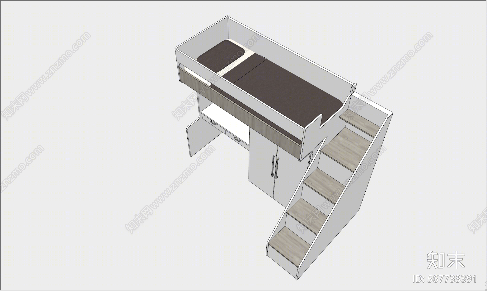 现代风格儿童上下床SU模型下载【ID:567733391】