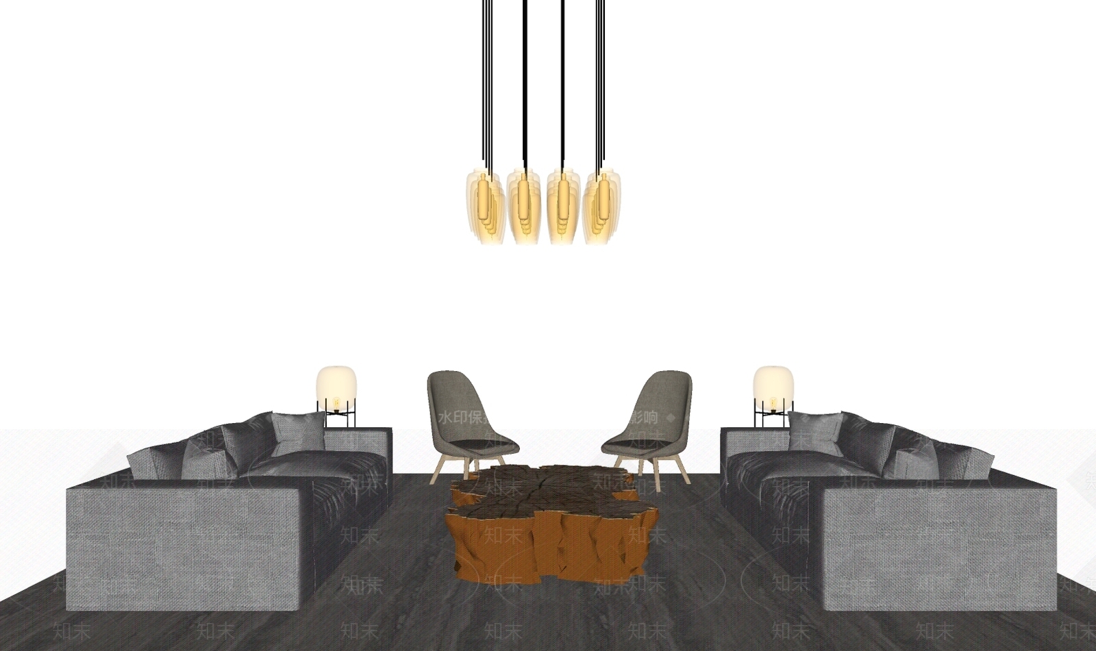 新中式风格酒店接待区SU模型下载【ID:967781130】