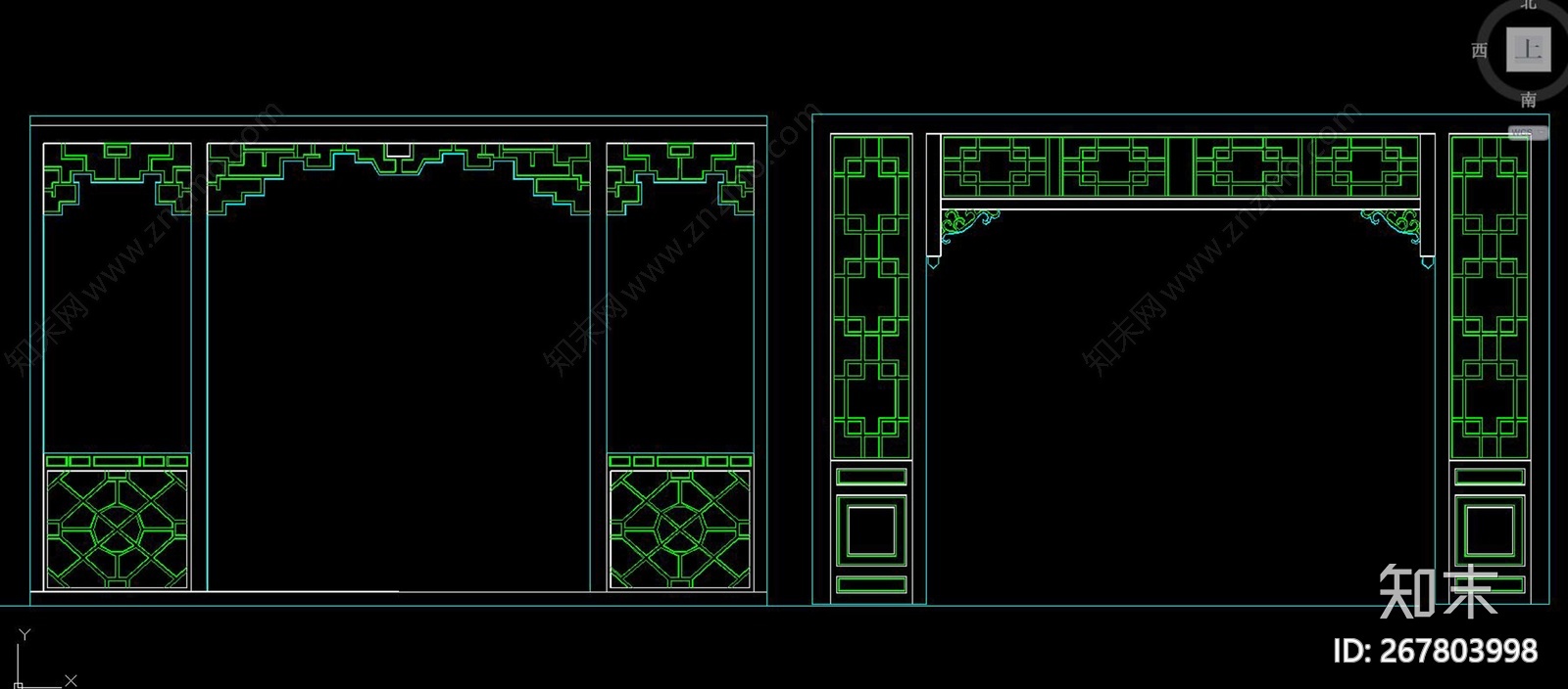 中式立面造型图cad施工图下载【ID:267803998】