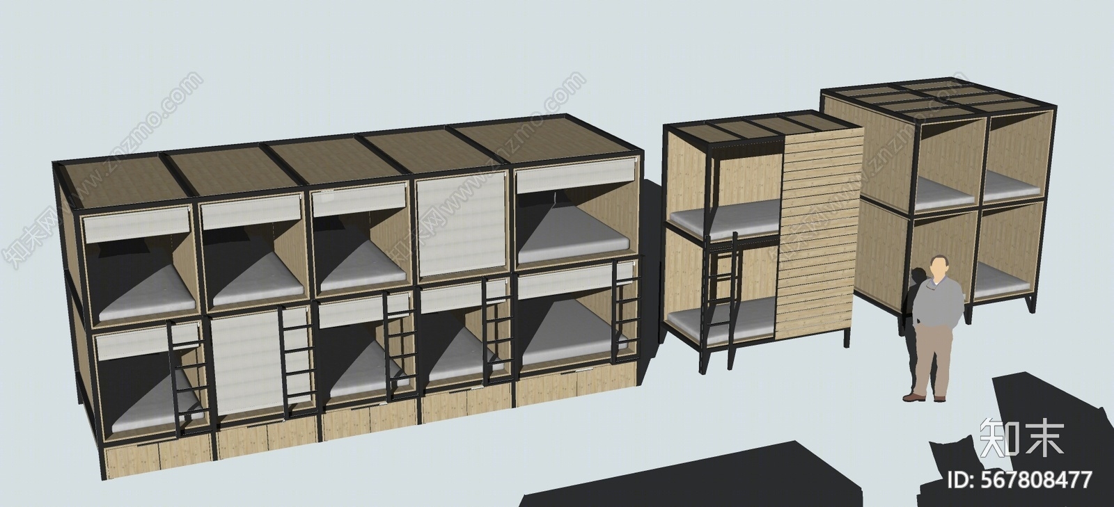 现代风格双层床SU模型下载【ID:567808477】