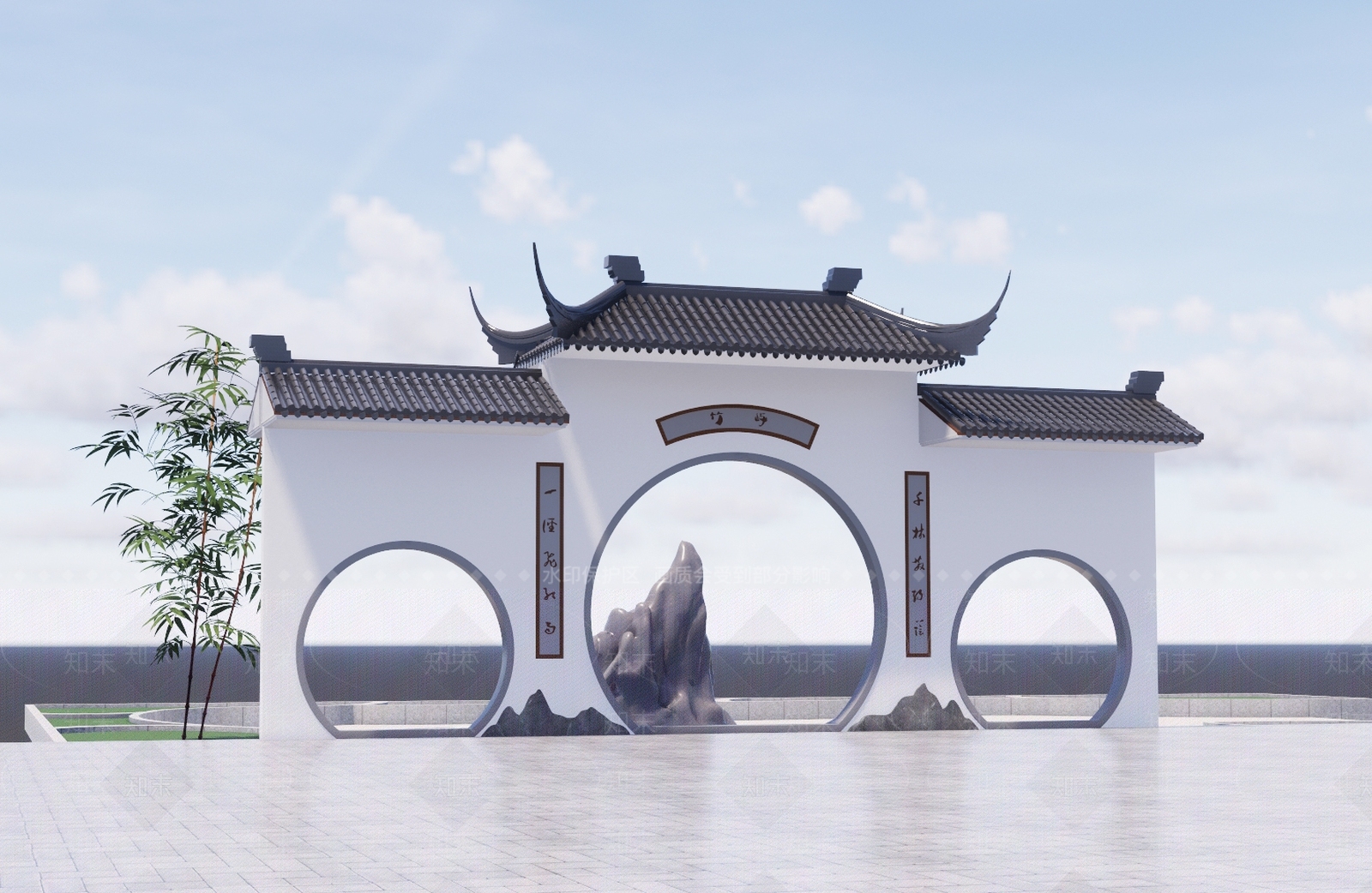 新中式风格牌坊SU模型下载【ID:467809583】