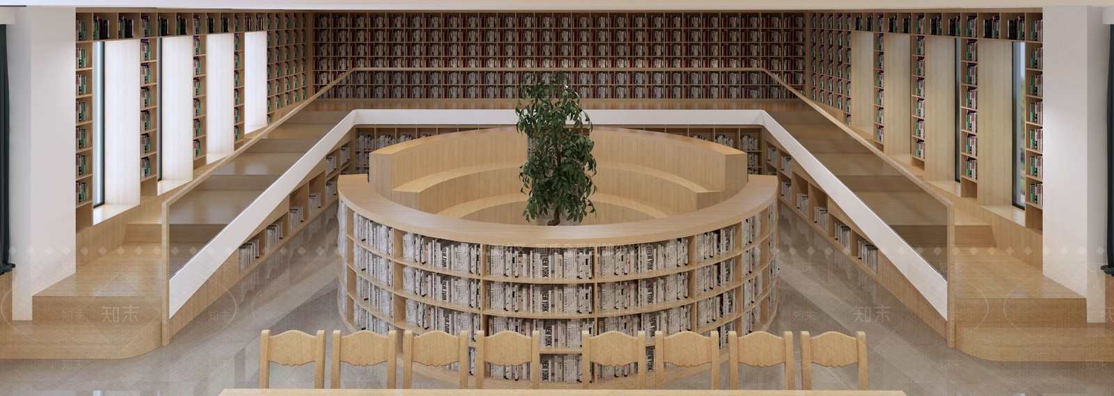 现代图书阅览室3D模型下载【ID:867814229】