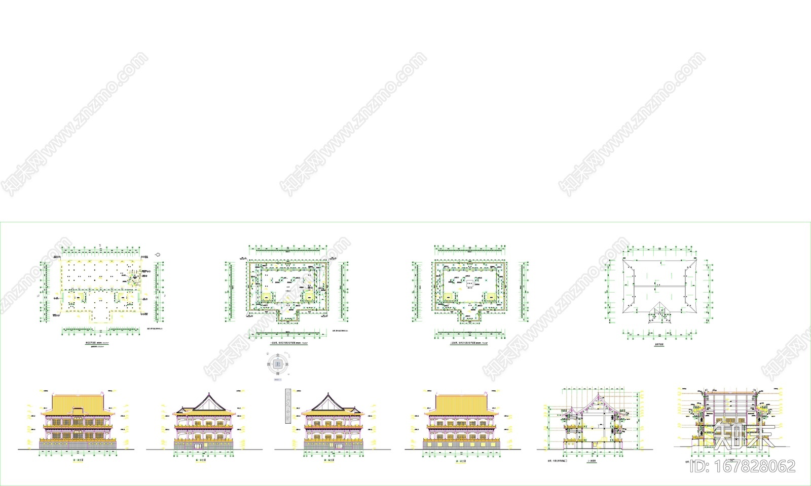 寺庙cad施工图下载【ID:167828062】