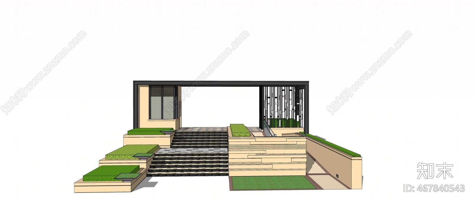 现代牌坊SU模型下载【ID:467840543】