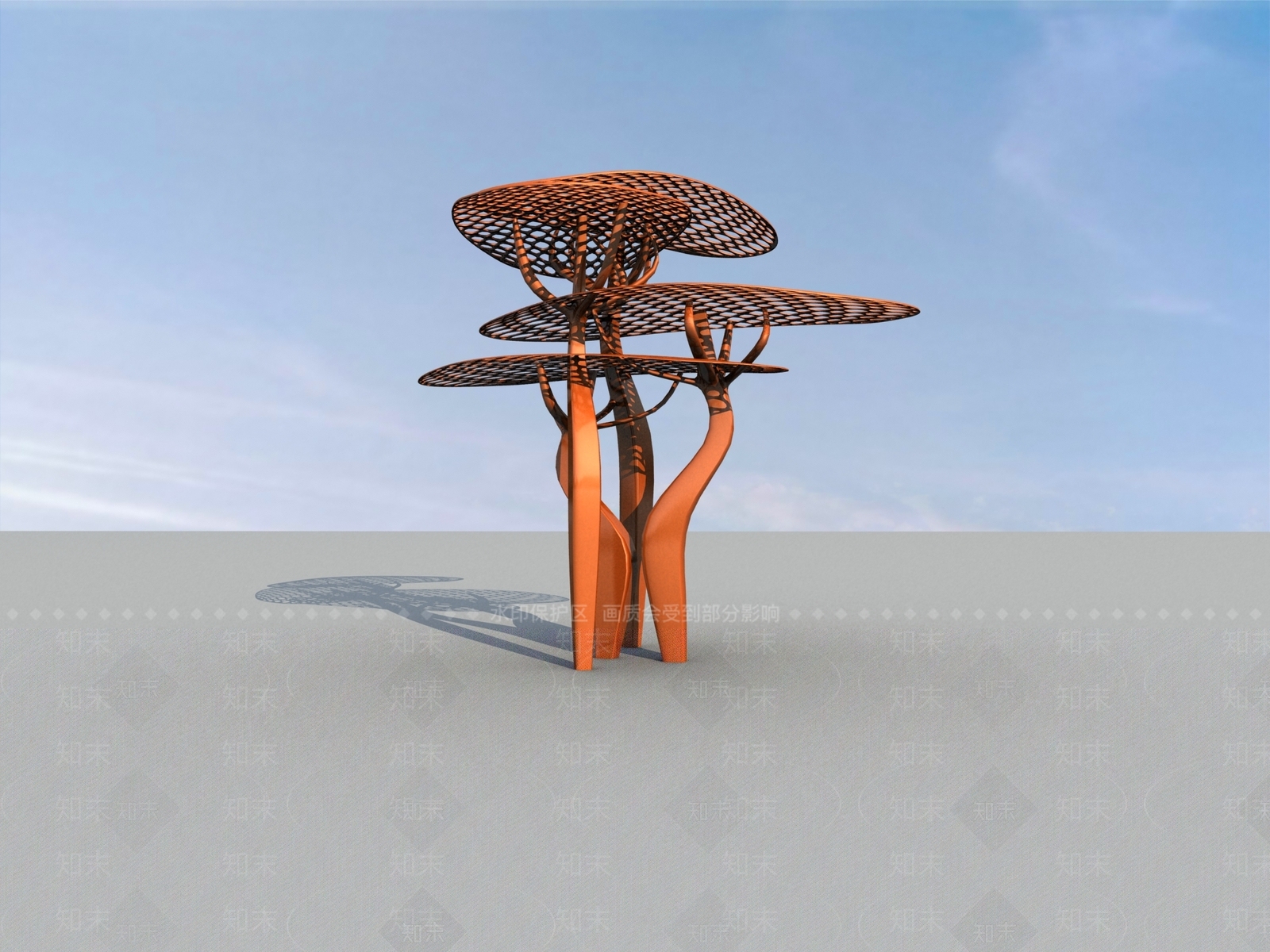 现代风格城市蘑菇雕塑小品SU模型下载【ID:667851628】