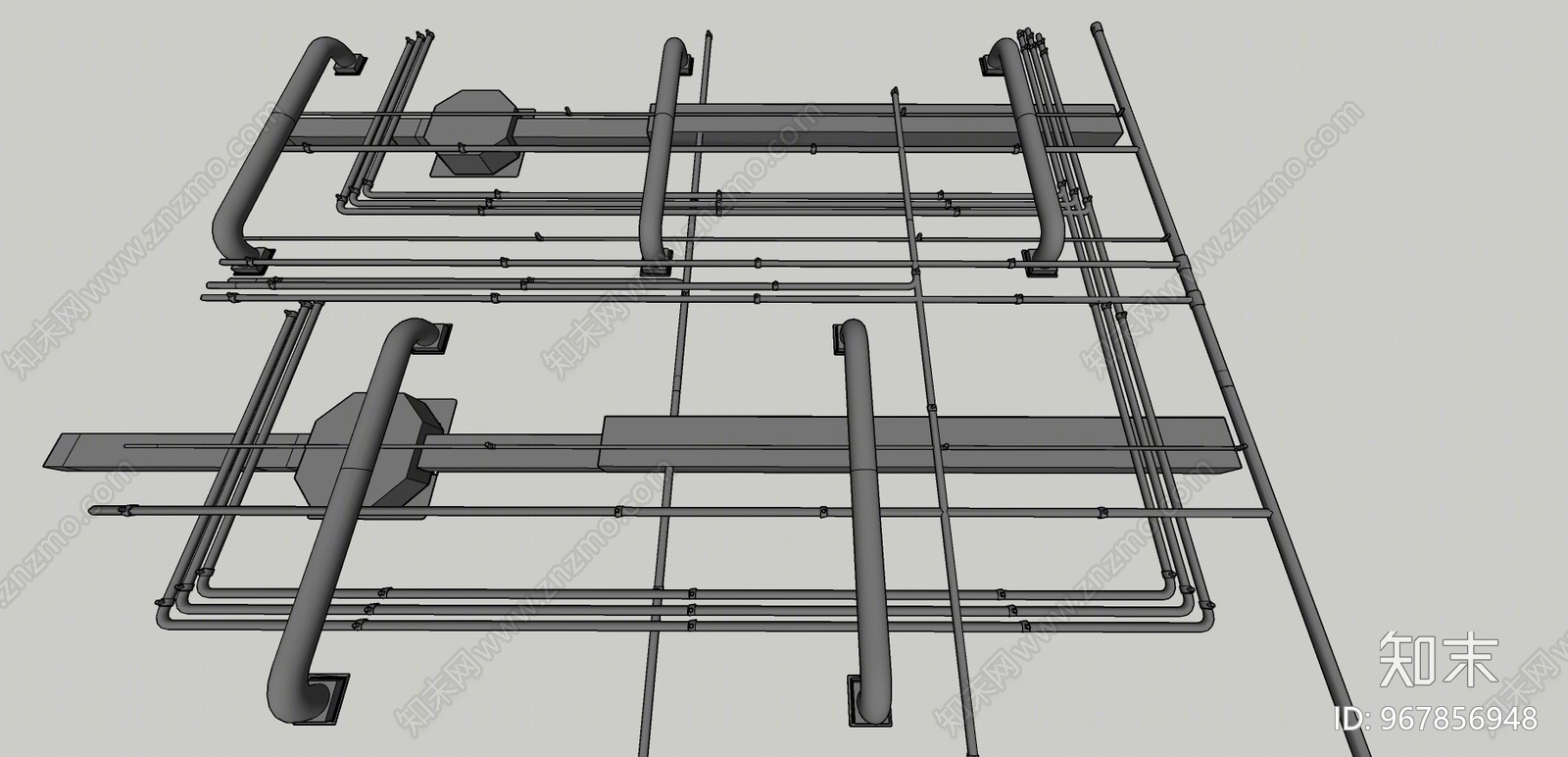 现代风格空调消防管道SU模型下载【ID:967856948】