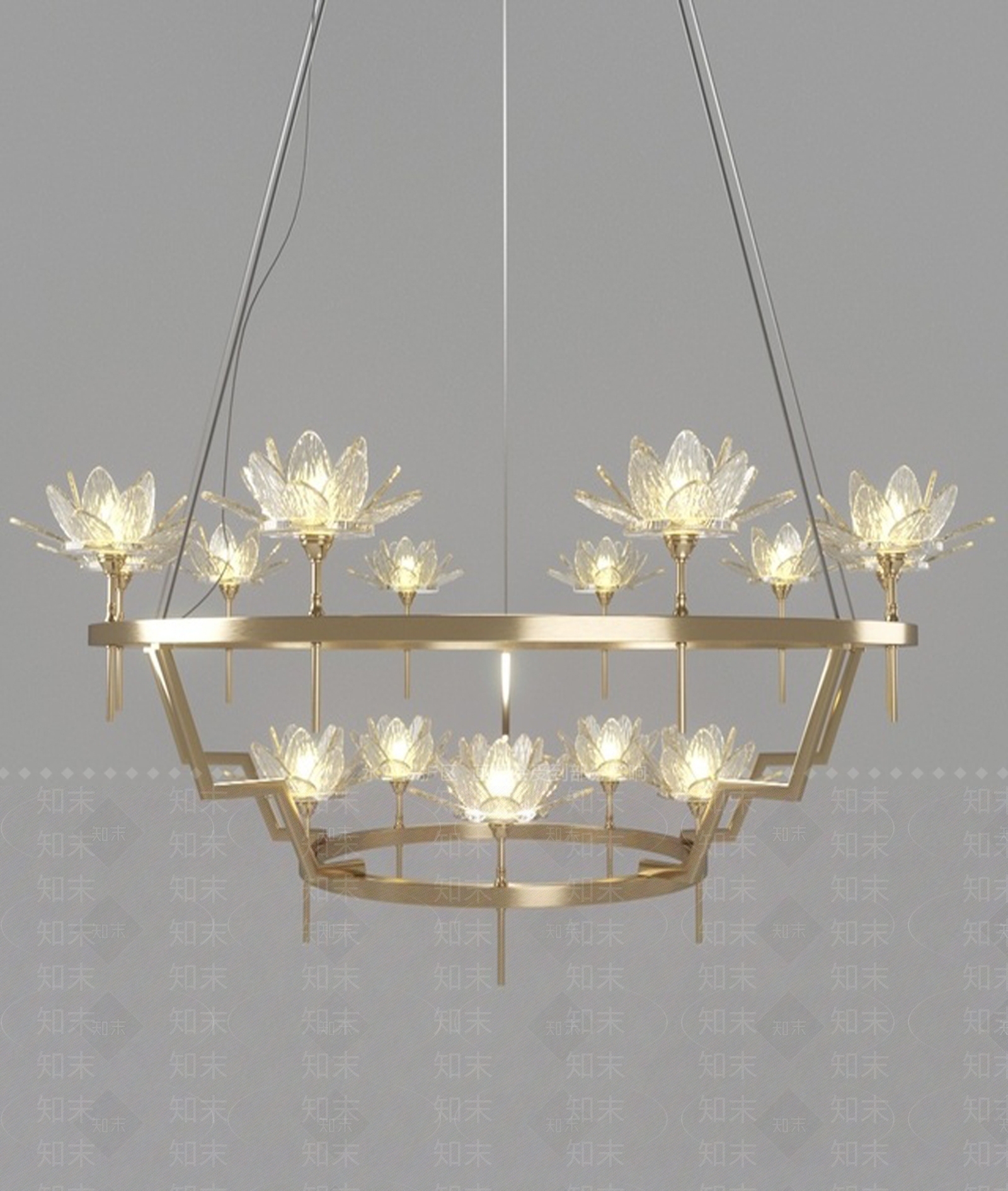 现代简约莲花吊灯3D模型下载【ID:567861811】