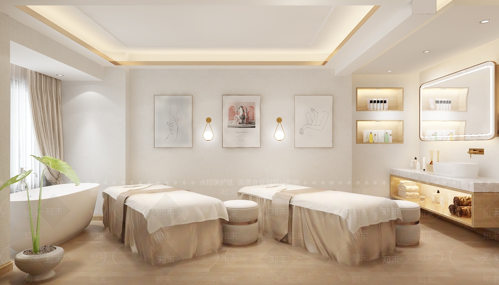 日式美容院按摩室3D模型下载【ID:968001507】