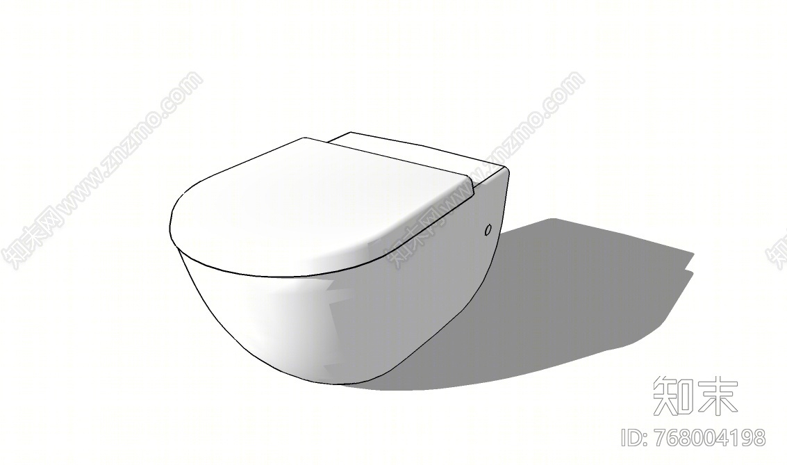 现代风格无水箱壁挂马桶SU模型下载【ID:768004198】