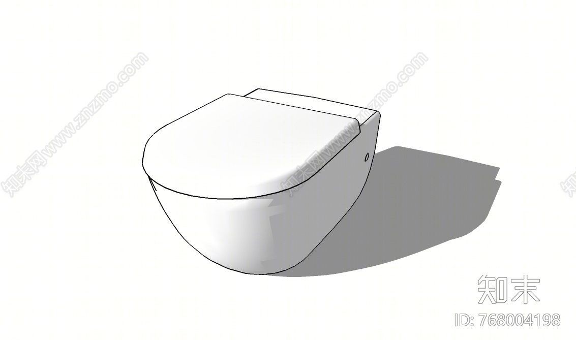 现代风格无水箱壁挂马桶SU模型下载【ID:768004198】