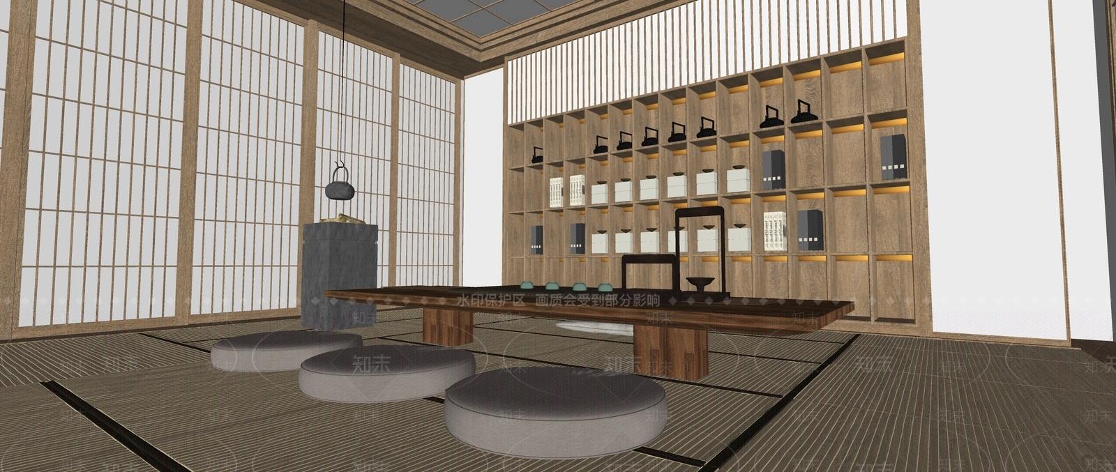 日式风格茶室SU模型下载【ID:968041384】