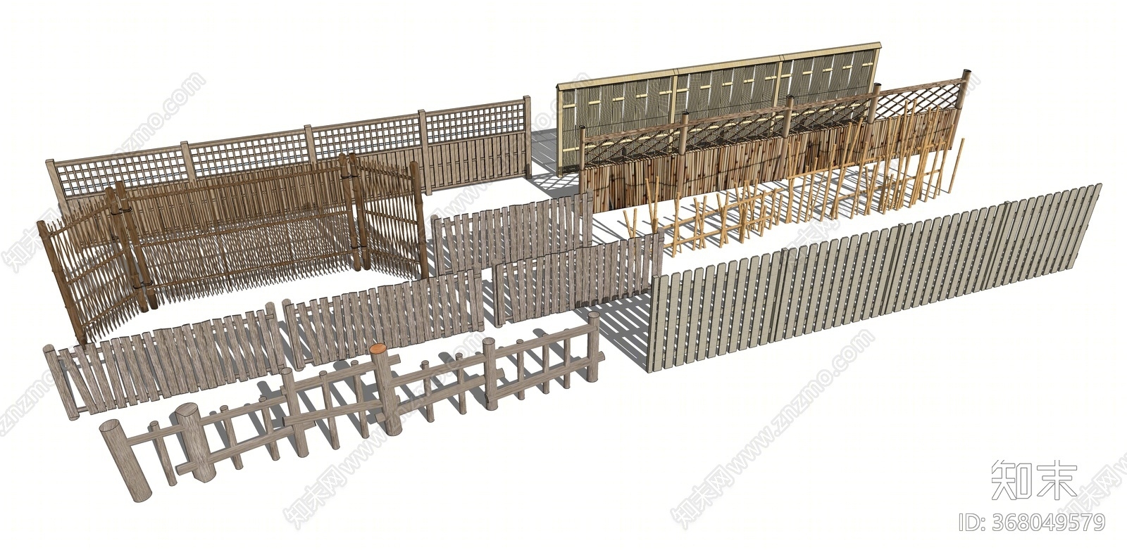 中式篱笆墙SU模型下载【ID:368049579】