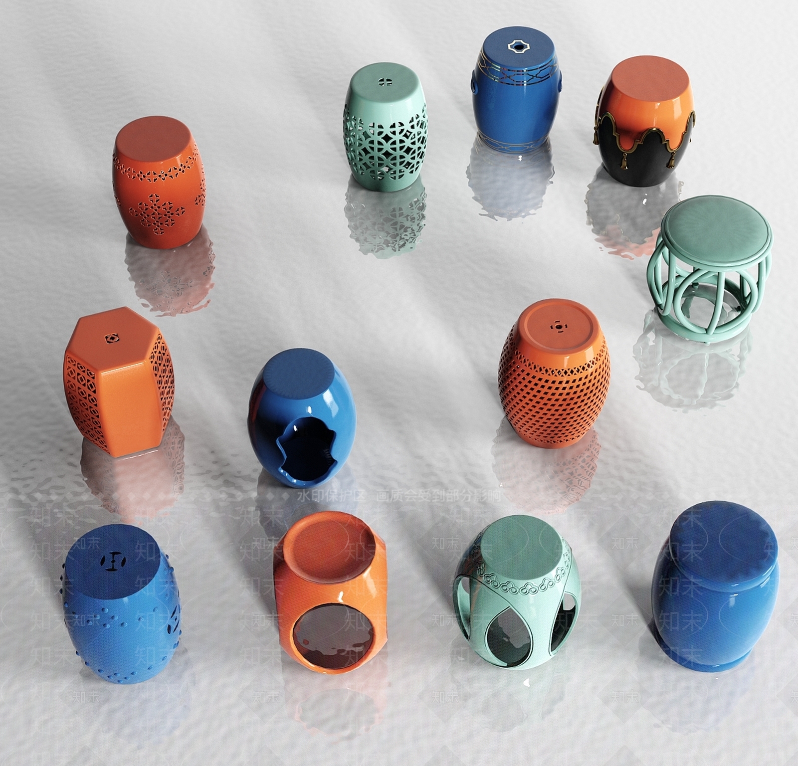 中式陶瓷鼓凳SU模型下载【ID:868215693】