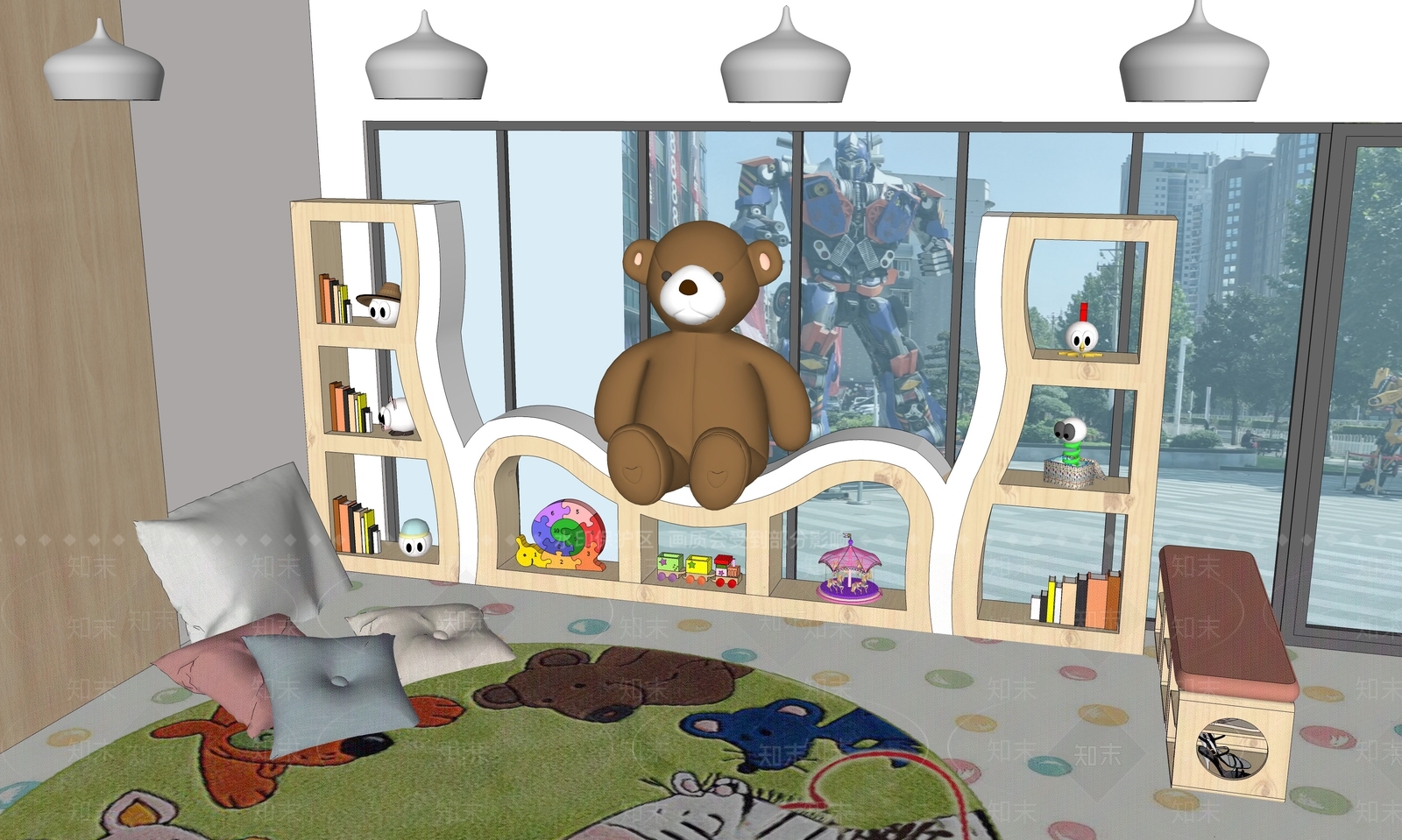 现代风格儿童游乐区SU模型下载【ID:968224067】