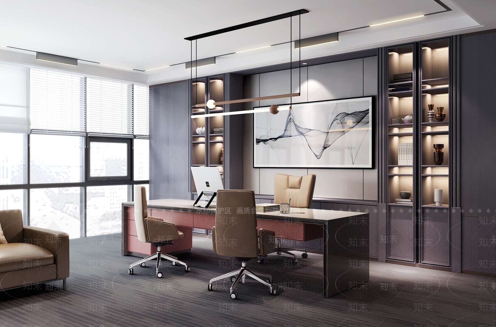 现代老板办公室3D模型下载【ID:768247637】_知末3d模型网