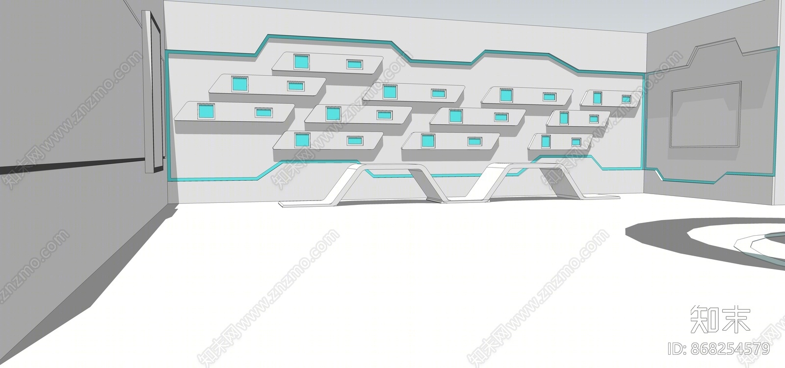 现代风格展厅设计SU模型下载【ID:868254579】