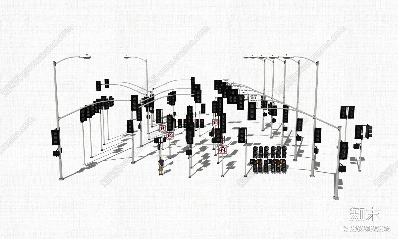 现代风格交通信号灯SU模型下载【ID:268302206】