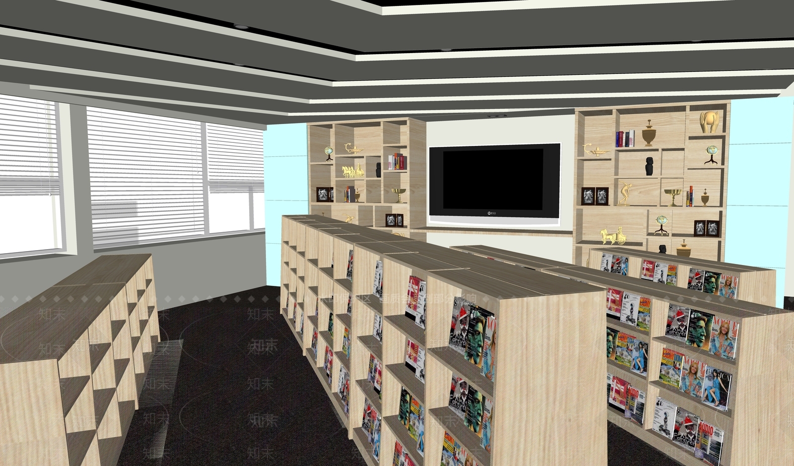 现代风格书店SU模型下载【ID:668375486】