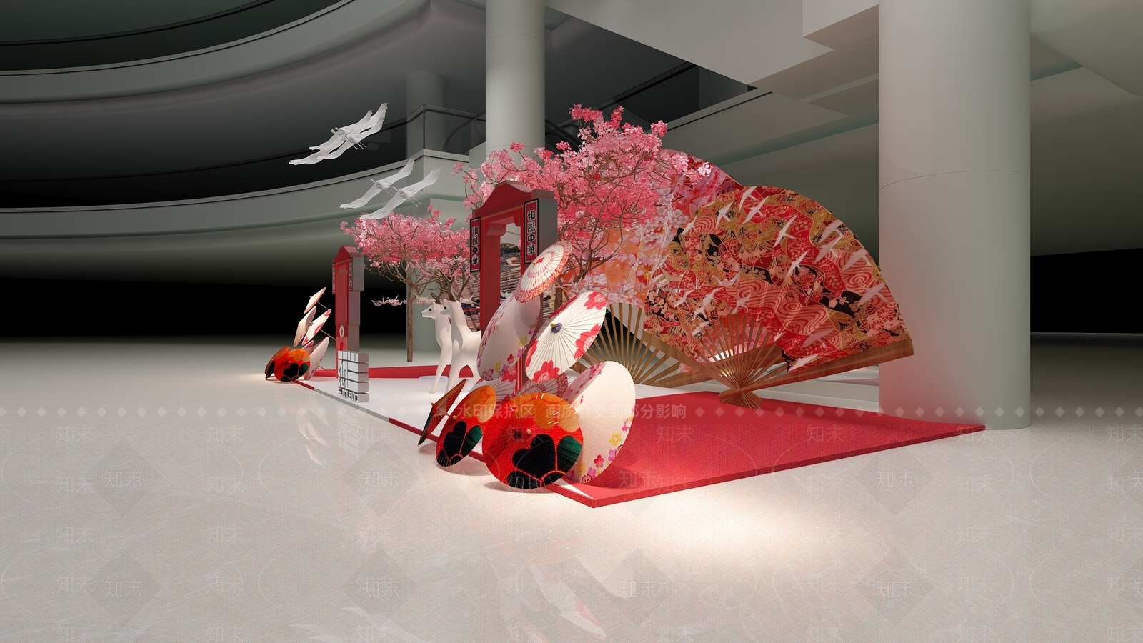现代商场中庭摆景3D模型下载【ID:368394407】