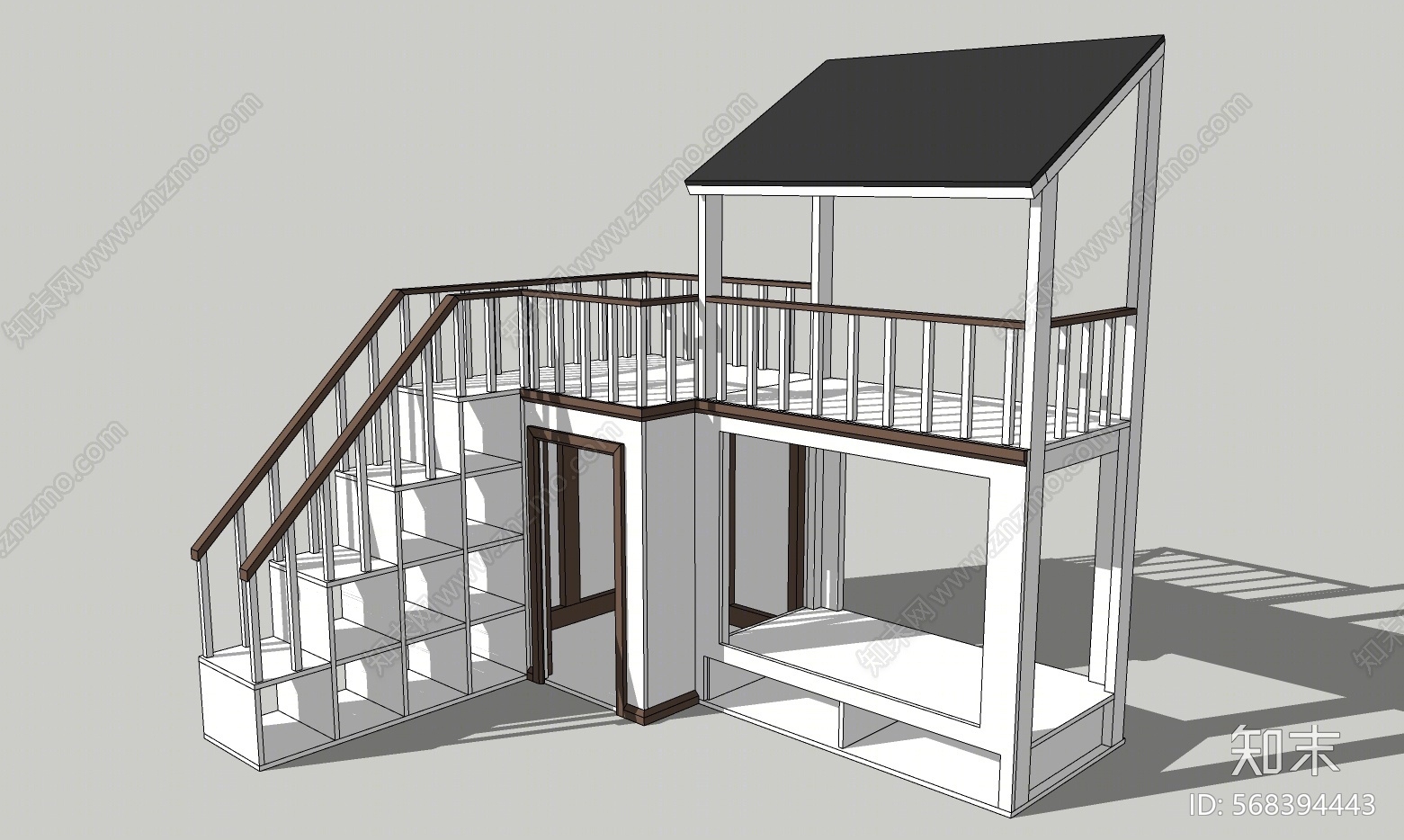 现代风格双层床SU模型下载【ID:568394443】