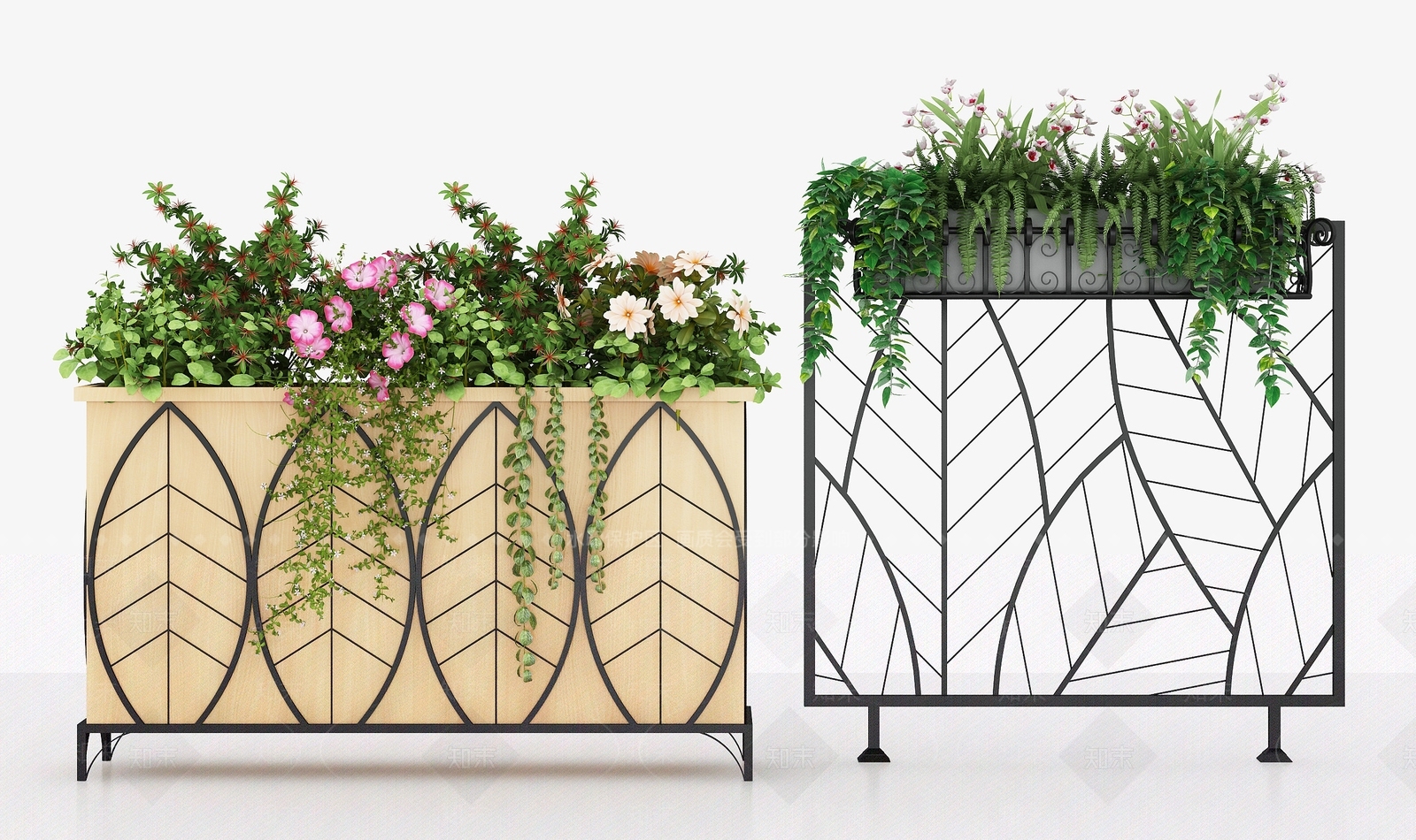 现代户外植物花架花圃3D模型下载【ID:668406790】