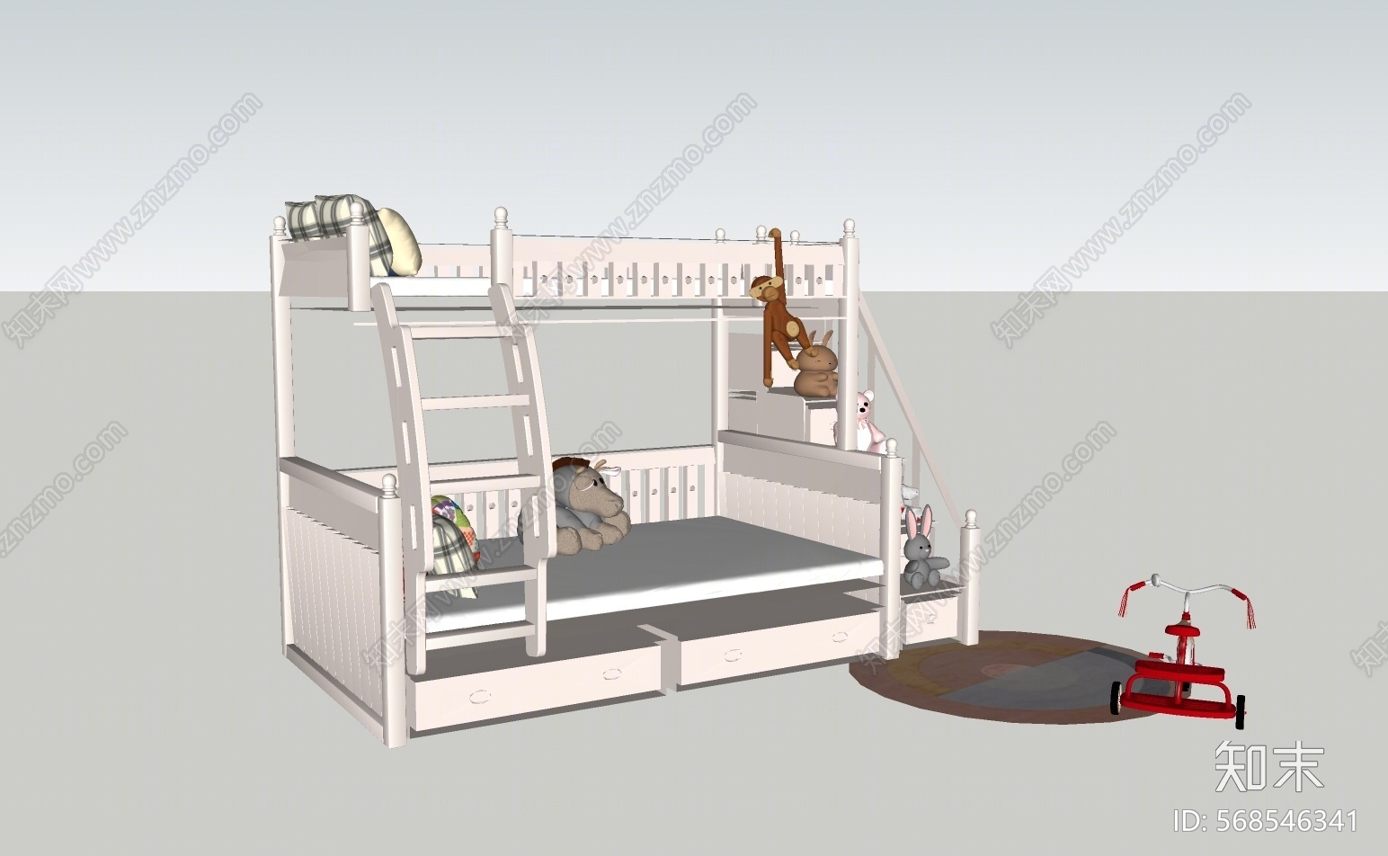 现代风格儿童床SU模型下载【ID:568546341】