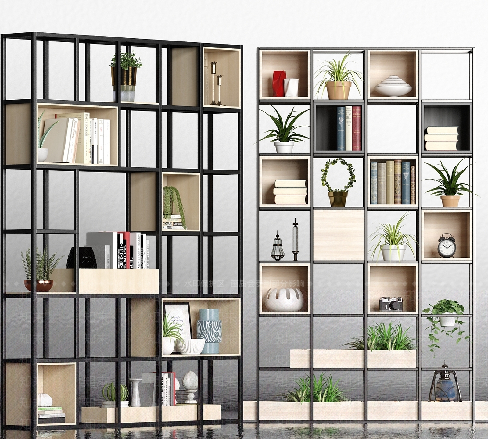 现代铁艺书架3D模型下载【ID:268575733】