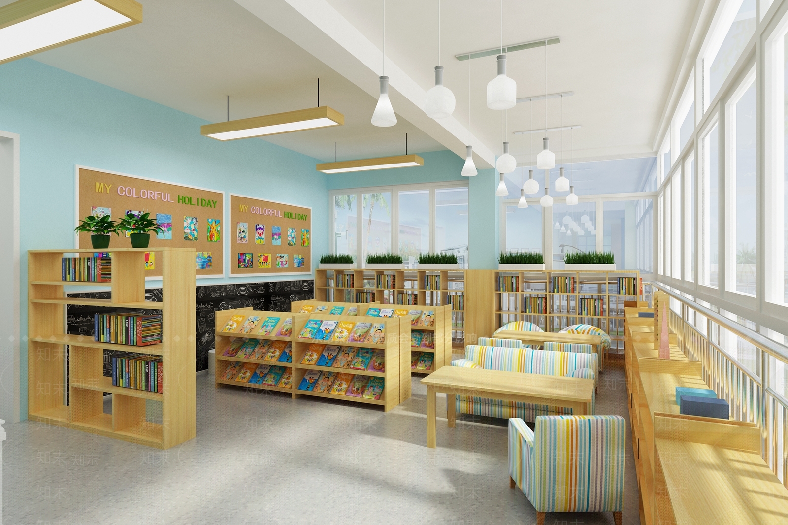 现代幼儿园图书角3D模型下载【ID:368585951】