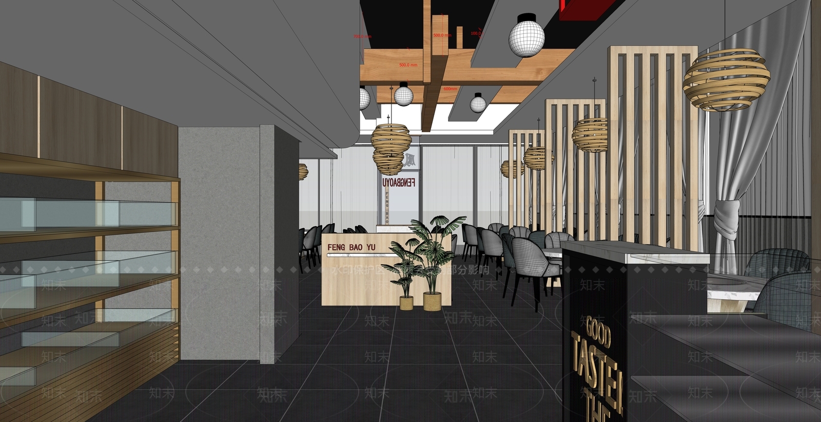 2D新中式风格火锅店SU模型下载【ID:868609859】