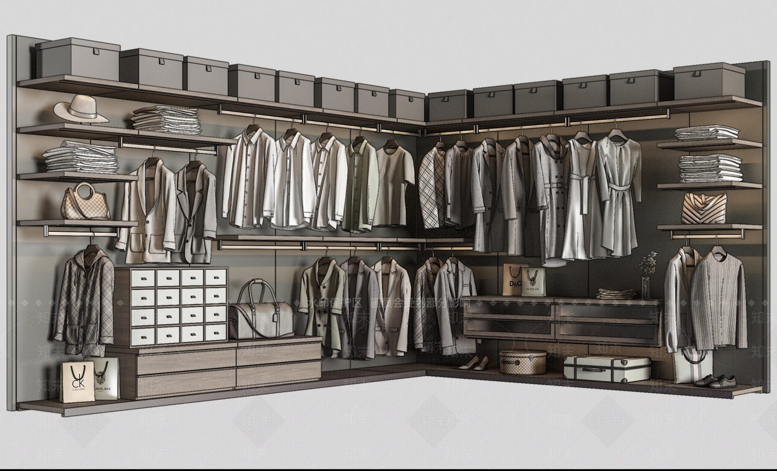 现代风格衣柜SU模型下载【ID:368615048】