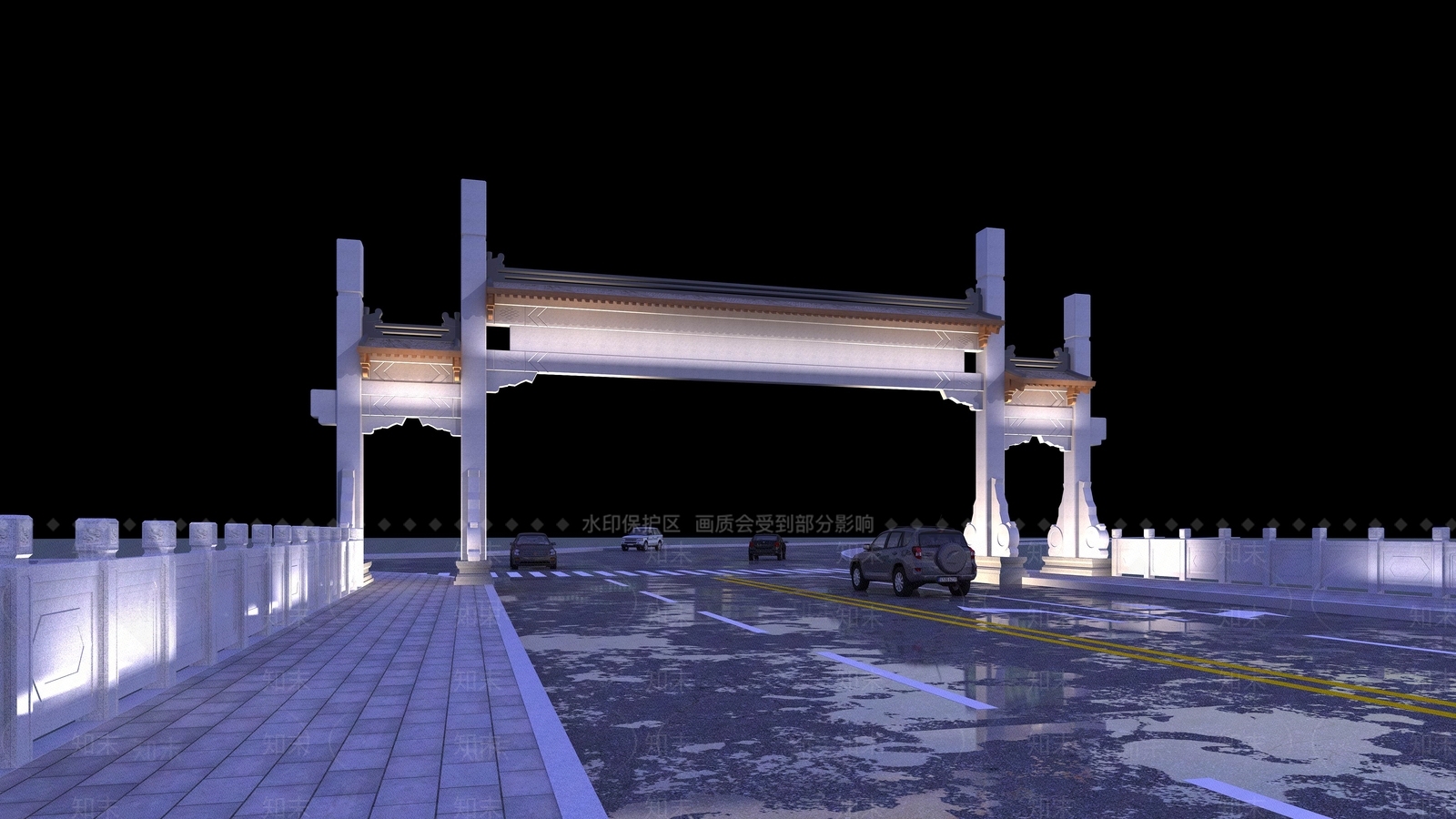 中式风格牌坊牌楼SU模型下载【ID:468622556】