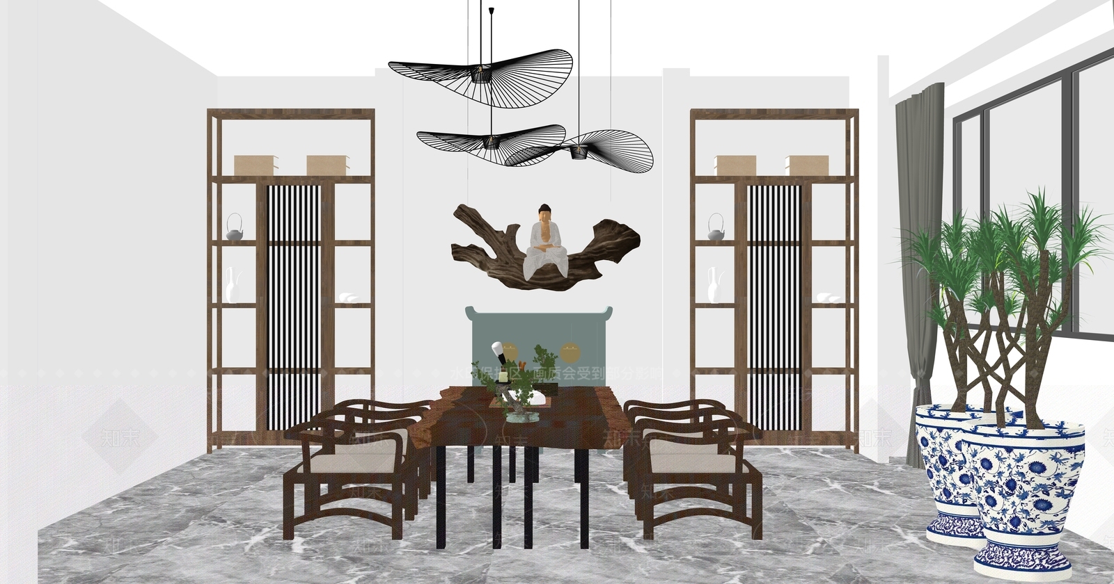 中式风格茶室SU模型下载【ID:968624385】