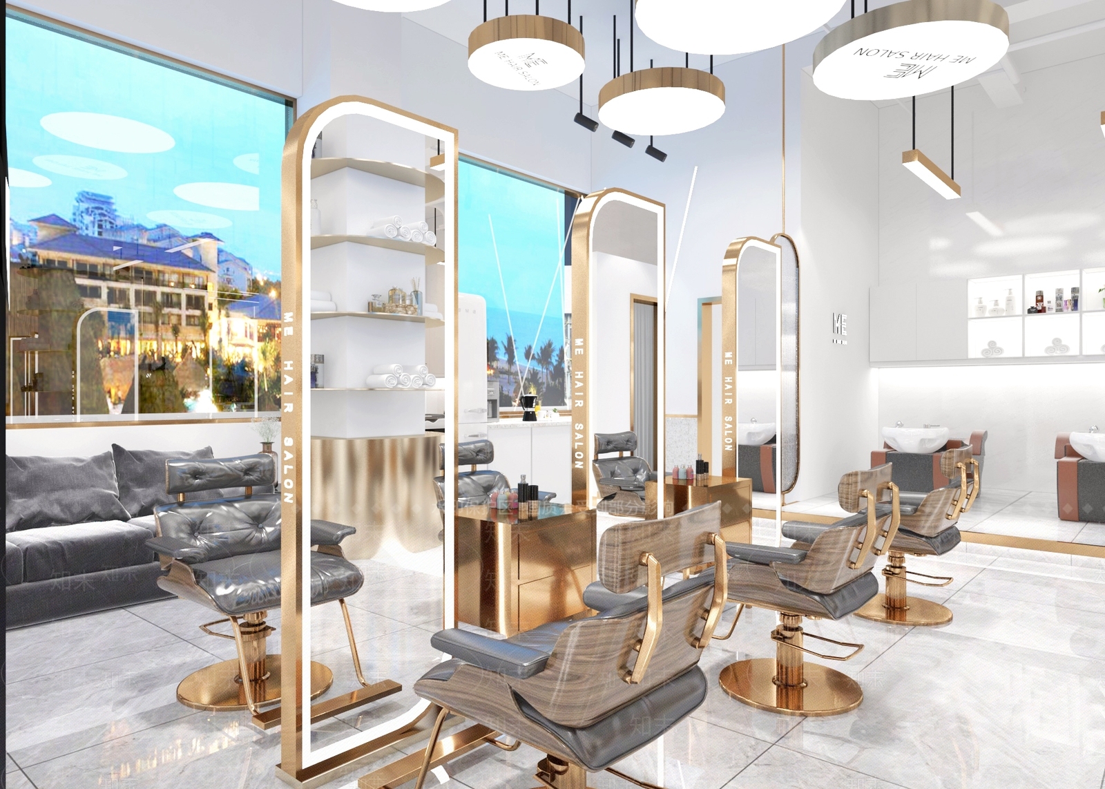 现代轻奢理发店3D模型下载【ID:968625507】