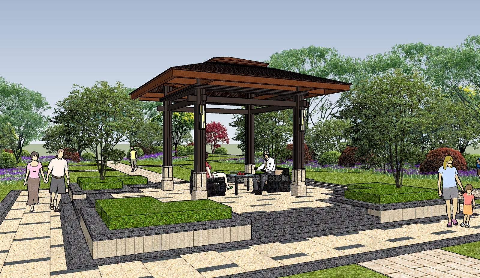 古典风格亭子SU模型下载【ID:468628835】